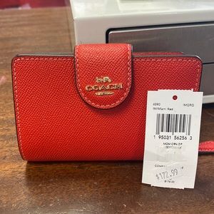 Red Coach wallet, brand new with tags